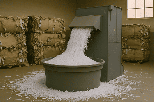 سوله‌ای با دستگاه خردکن و فشرده‌کننده کاغذ باطله